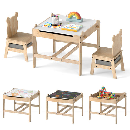 Kids Table And Chairs Set, Reversible Whiteboard, Panda-Shaped Kids Table & Chair Sets at Gallery Canada