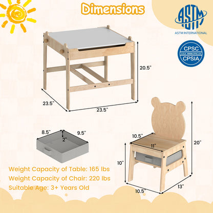 Kids Table And Chairs Set, Reversible Whiteboard, Panda-Shaped Kids Table & Chair Sets at Gallery Canada