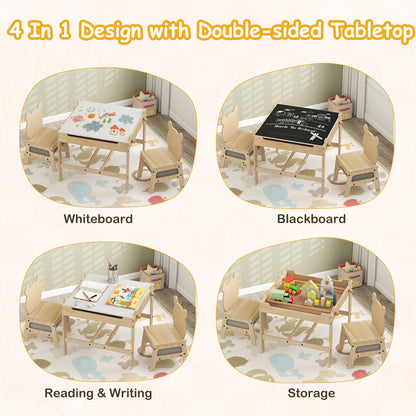 Kids Table And Chairs Set, Reversible Whiteboard, Panda-Shaped Kids Table & Chair Sets at Gallery Canada