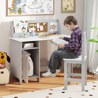 Kids Table Chair Set with Bookshelf Cabinet, Gray Kids Table & Chair Sets at Gallery Canada
