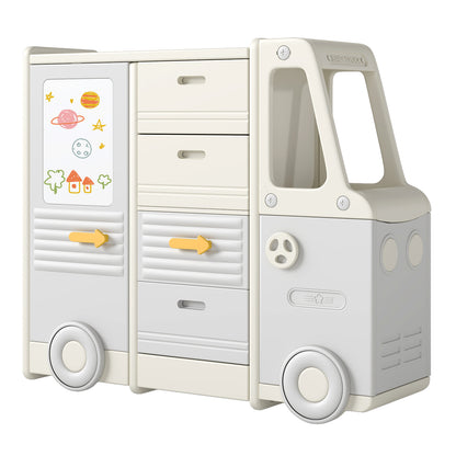 Kids Toy Storage Organizer Bus, 4 Drawers, Gray Kids Storage Gray at Gallery Canada