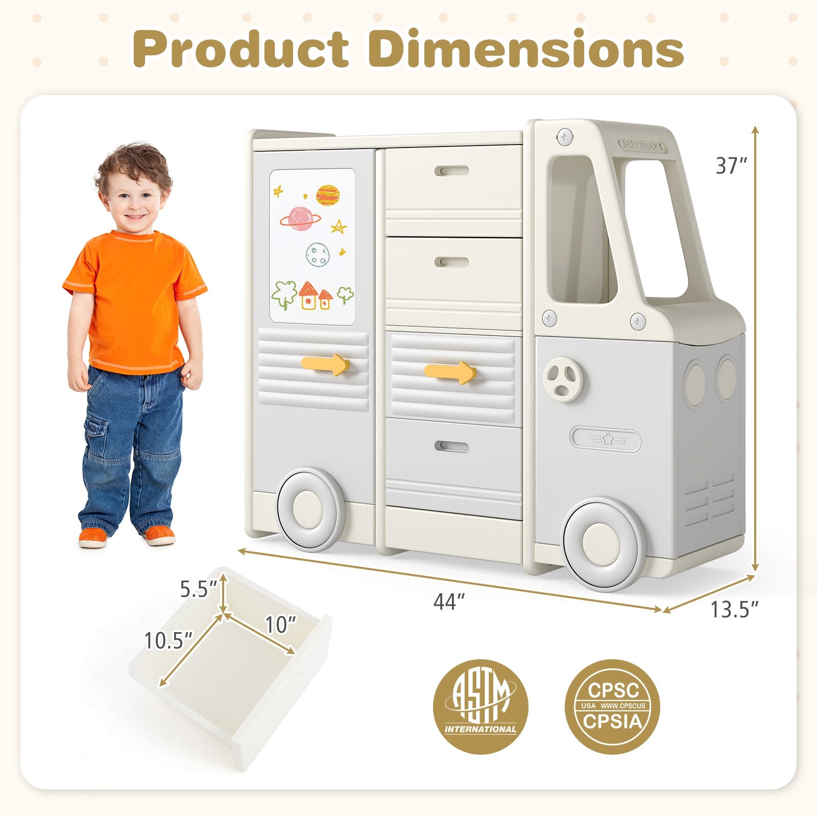 Kids Toy Storage Organizer Bus, 4 Drawers, Gray Kids Storage at Gallery Canada