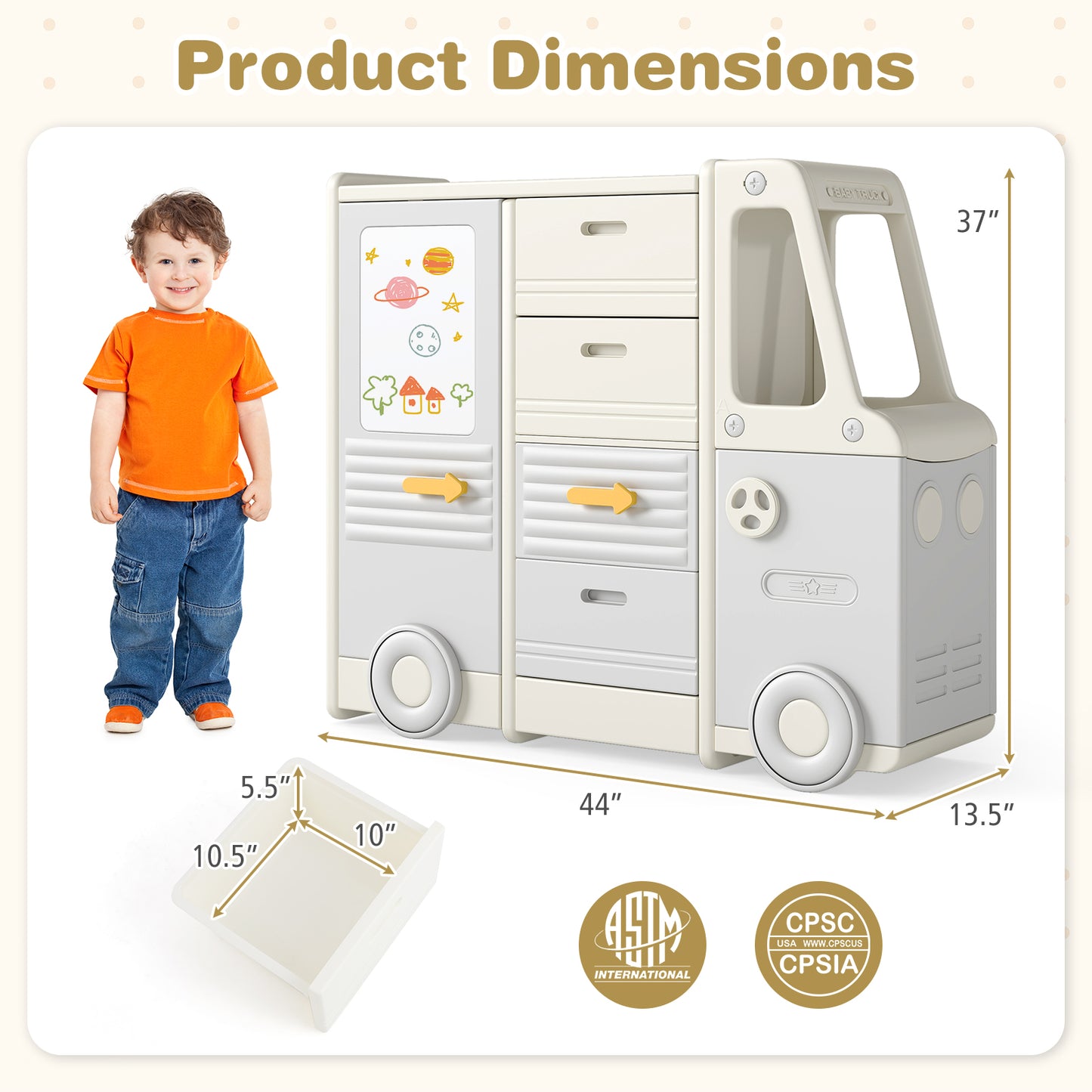 Kids Toy Storage Organizer Bus, 4 Drawers, Gray Kids Storage at Gallery Canada