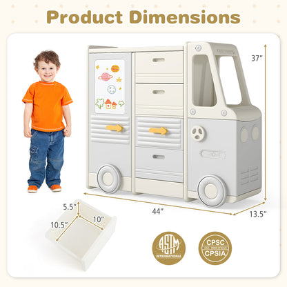 Kids Toy Storage Organizer Bus, 4 Drawers, Gray Kids Storage at Gallery Canada