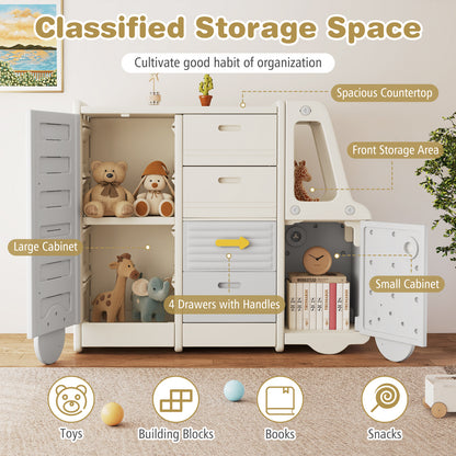 Kids Toy Storage Organizer Bus, 4 Drawers, Gray Kids Storage at Gallery Canada