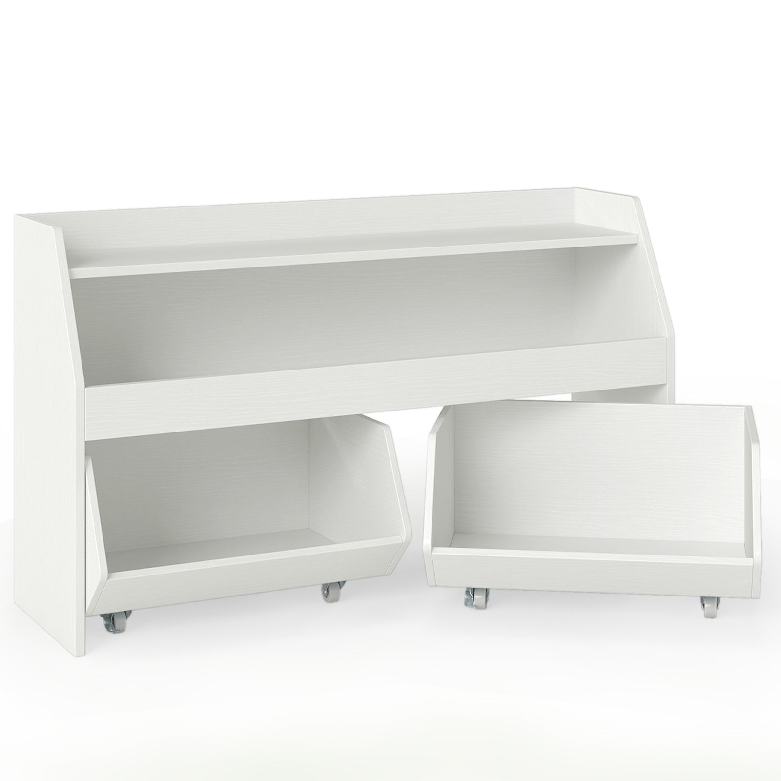 Kids Toy Storage Organizer Wooden Bookcase with 2 Movable Drawers, White Kids Storage at Gallery Canada