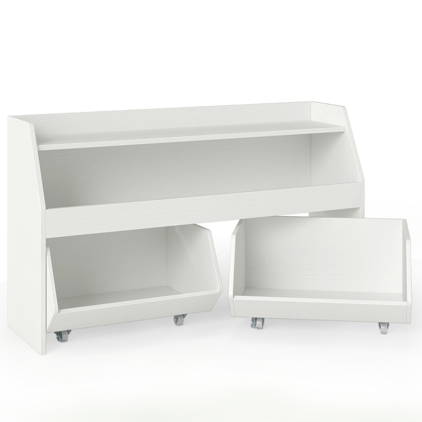 Kids Toy Storage Organizer Wooden Bookcase with 2 Movable Drawers, White Kids Storage at Gallery Canada