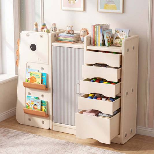 Kids Toy Storage Organizer, 5 Removable Bins, Beige Kids Storage Beige at Gallery Canada