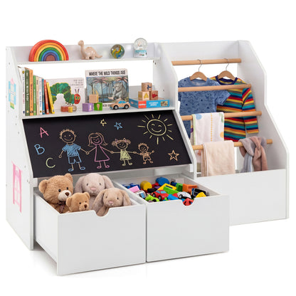 Kids Toy Storage Organizer with Flip-up Blackboard, White Kids Storage at Gallery Canada