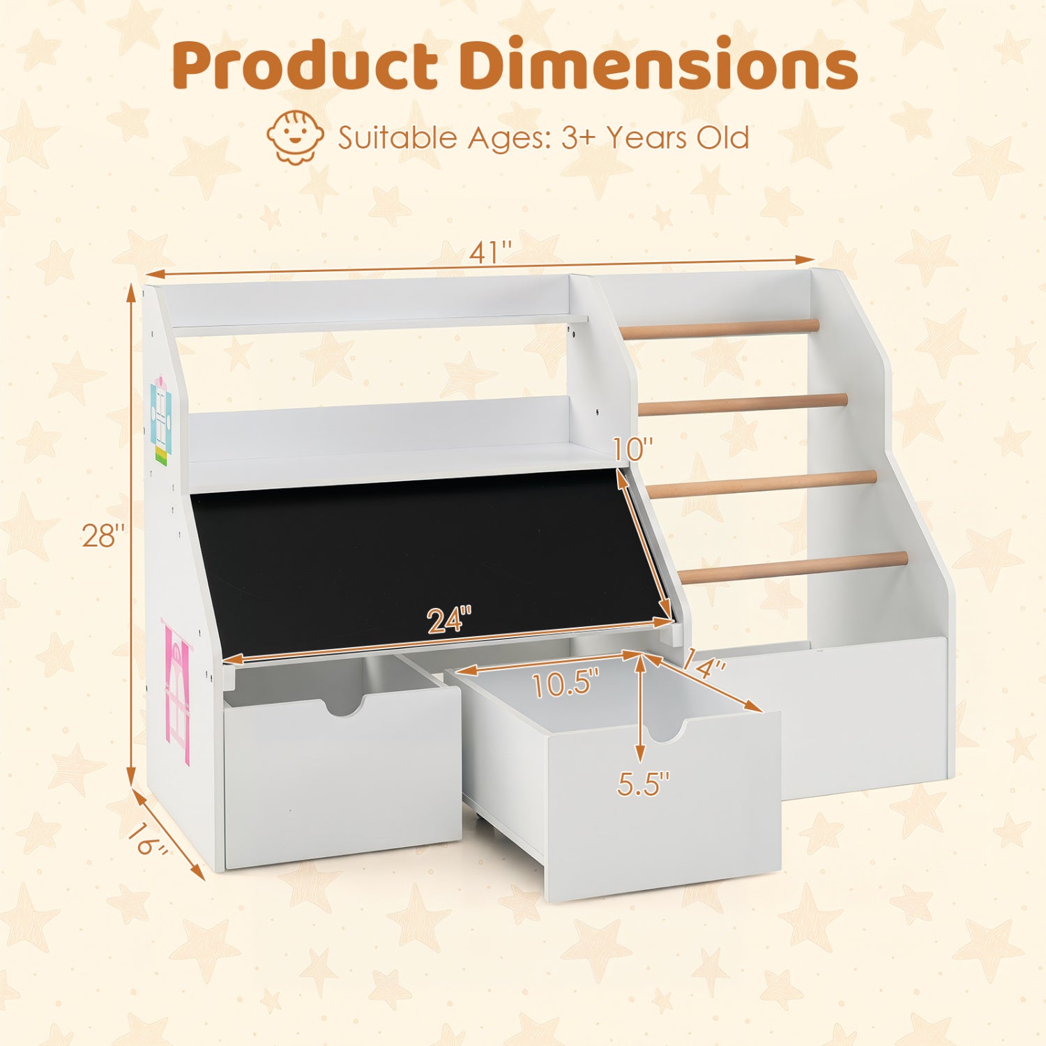 Kids Toy Storage Organizer with Flip-up Blackboard, White Kids Storage at Gallery Canada