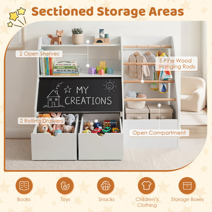 Kids Toy Storage Organizer with Flip-up Blackboard, White Kids Storage at Gallery Canada