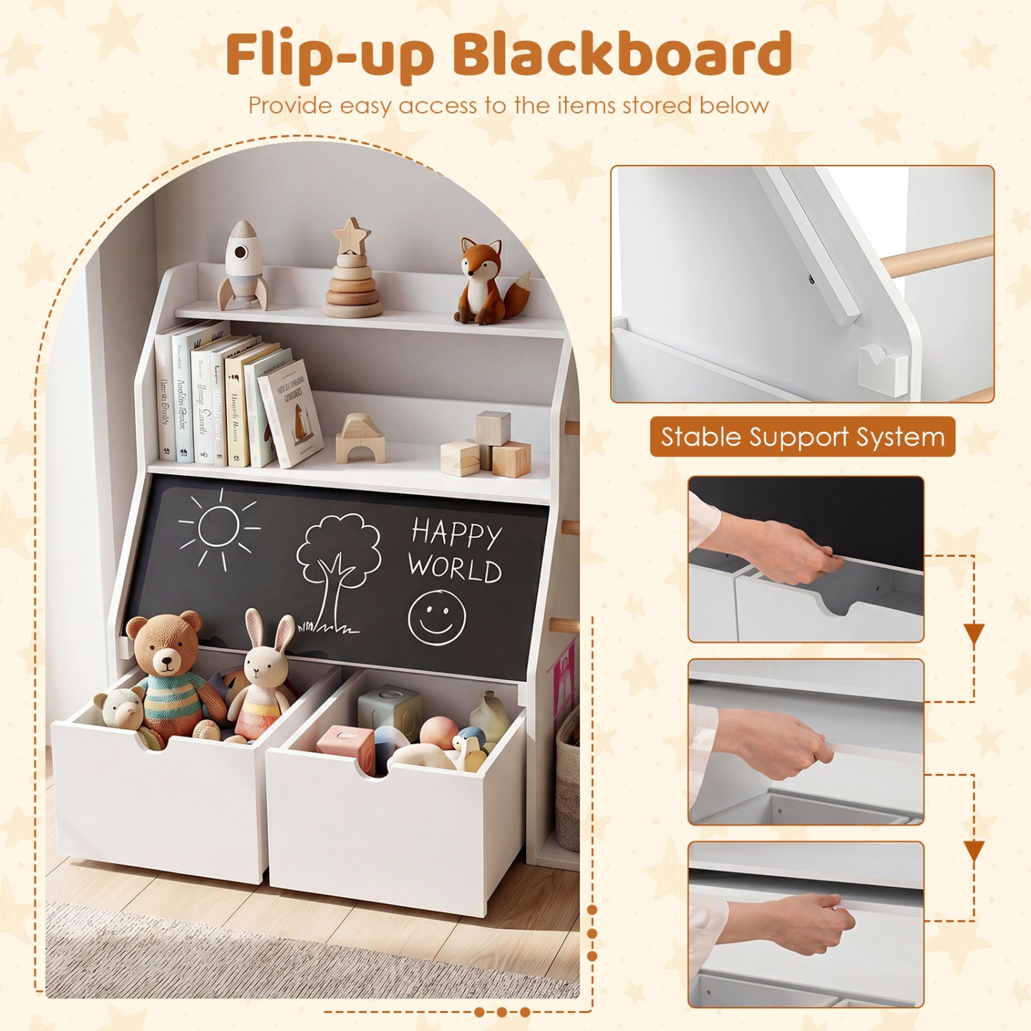 Kids Toy Storage Organizer with Flip-up Blackboard, White Kids Storage at Gallery Canada