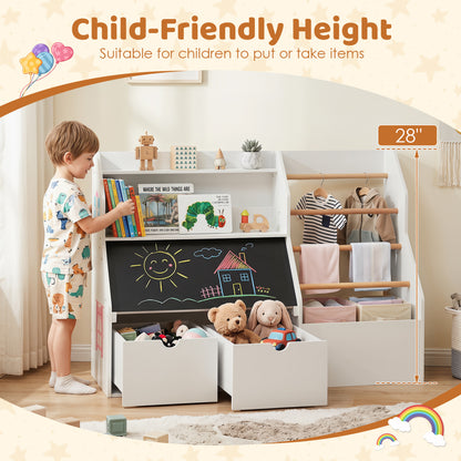 Kids Toy Storage Organizer with Flip-up Blackboard, White Kids Storage at Gallery Canada