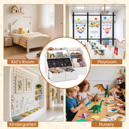 Kids Toy Storage Organizer with Flip-up Blackboard, White Kids Storage at Gallery Canada