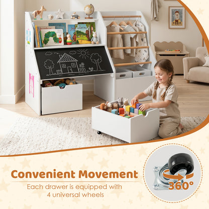 Kids Toy Storage Organizer with Flip-up Blackboard, White Kids Storage at Gallery Canada