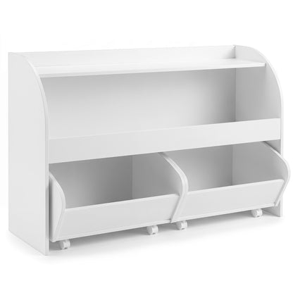 Kids Toy Storage Organizer, 2 Rolling Drawers, 3-Tier Bookshelf, White Kids Storage at Gallery Canada