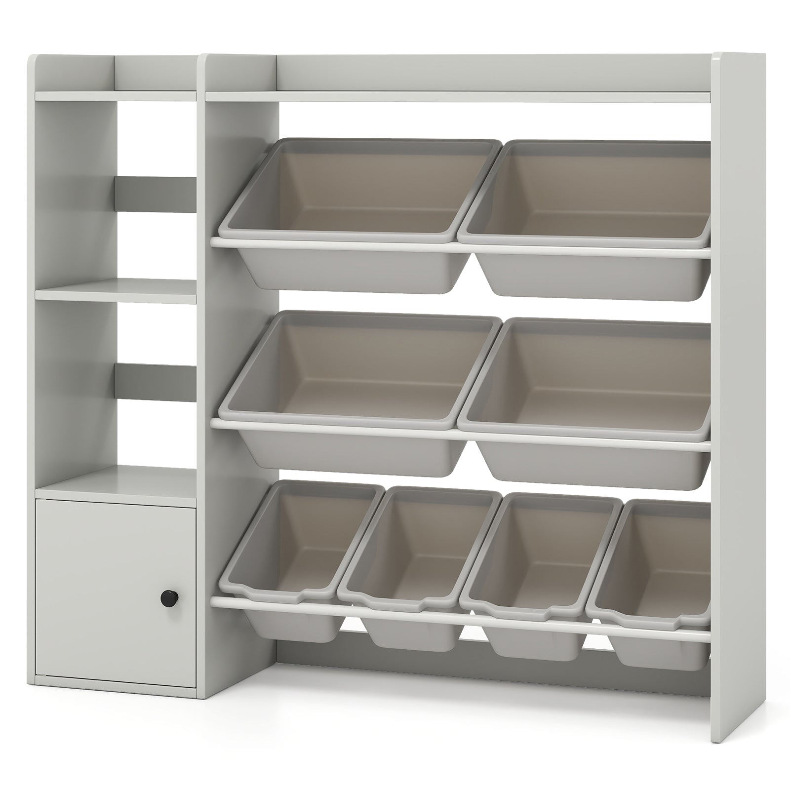 Kids Toy Storage Bookshelf, Open Shelves, Single-Door Cabinet, Gray Kids Storage at Gallery Canada