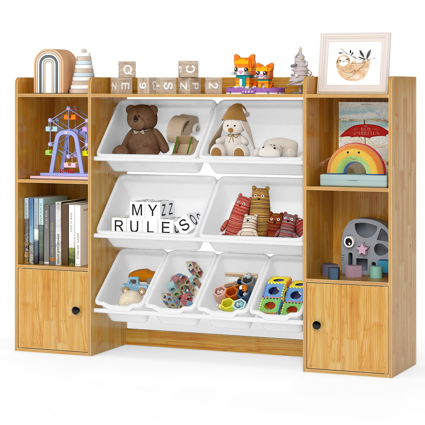 Kids Toy Storage Bookshelf With Boxes, Open Shelves, Beige Kids Storage at Gallery Canada