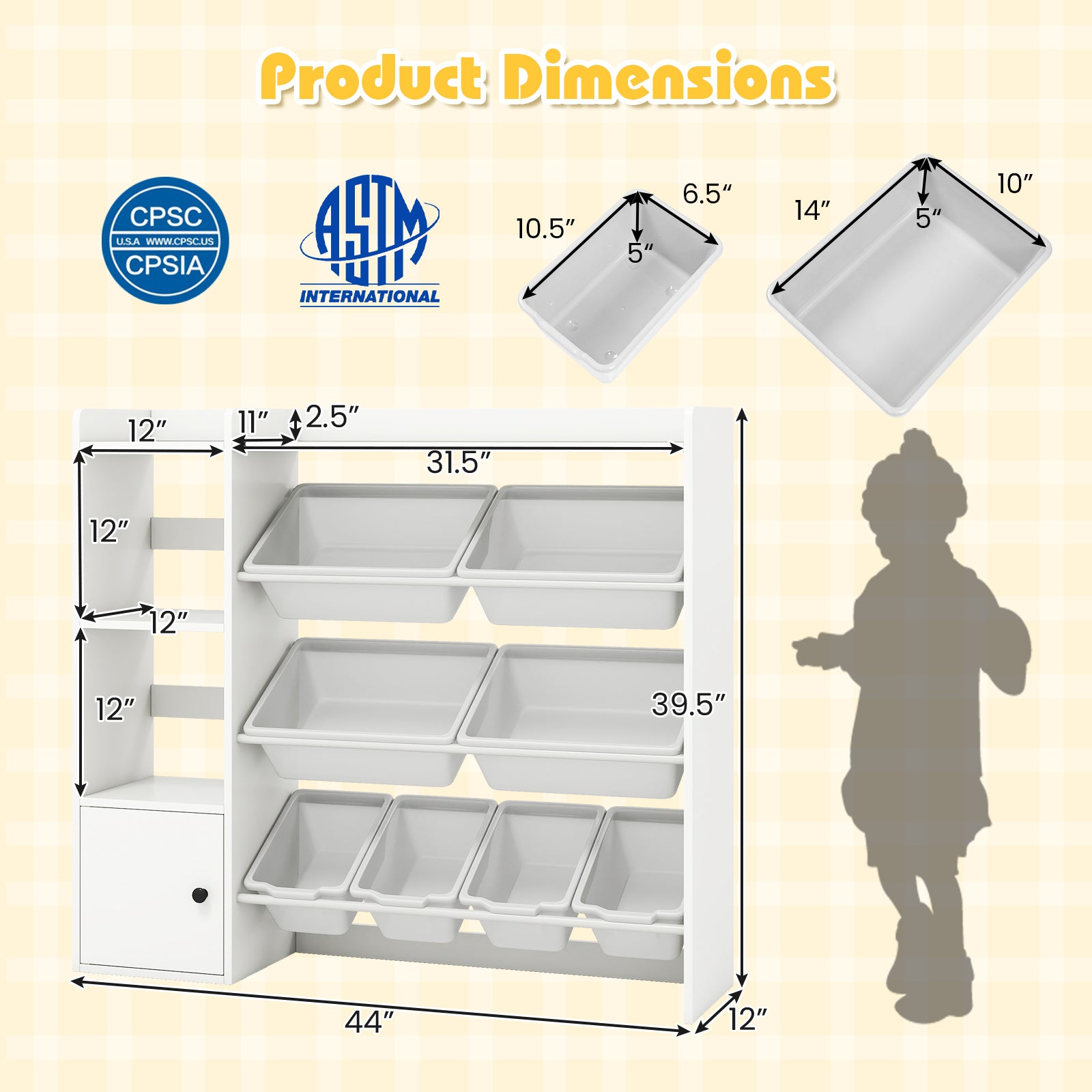 Kids Toy Storage and Bookshelf with Open Shelves and Single-door Cabinet, White Kids Storage at Gallery Canada