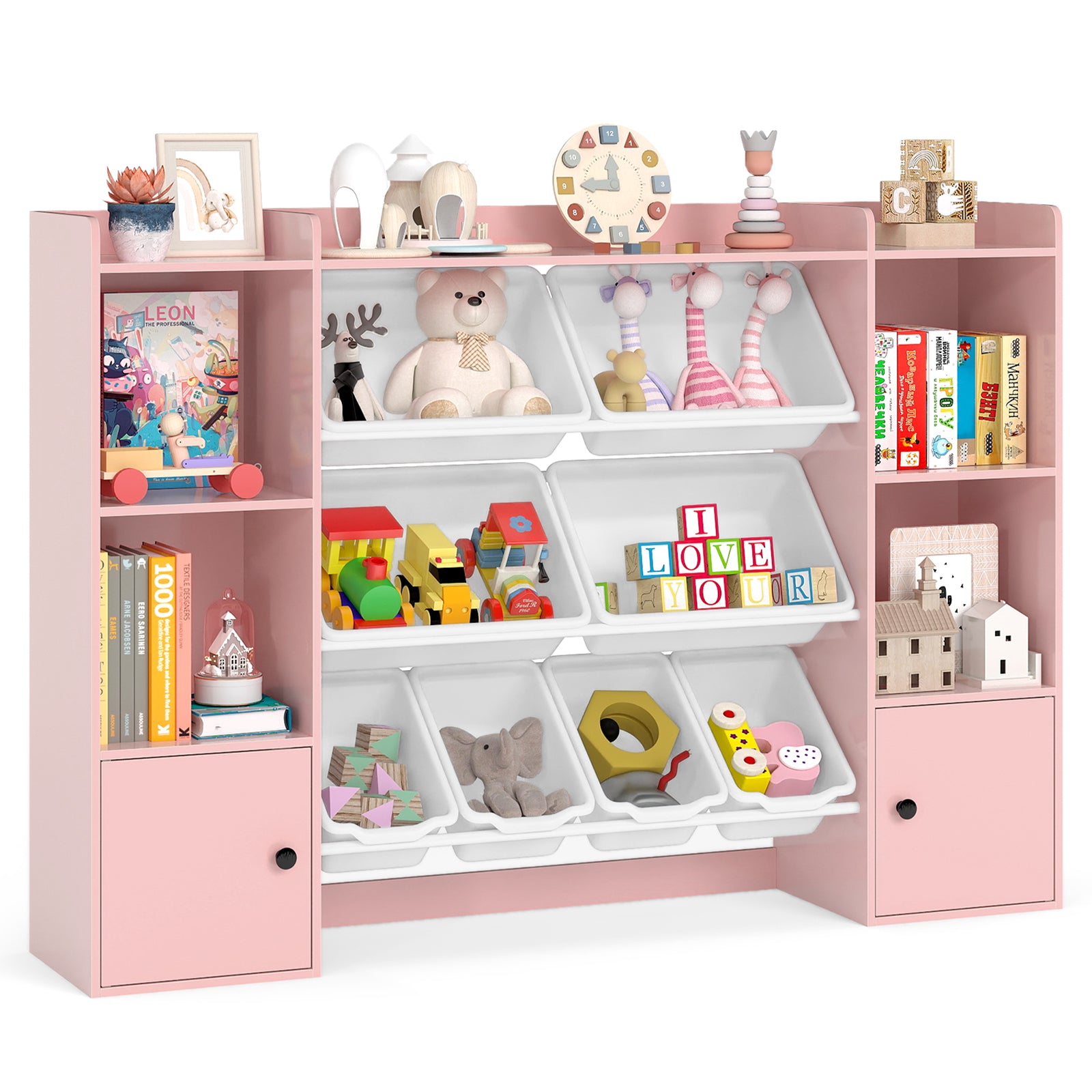 Kids Toy Storage Bookshelf With Boxes, Pink Kids Storage at Gallery Canada