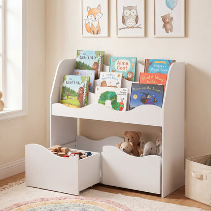Kids Wooden Toy Storage Organizer, 2 Rolling Drawers, White Kids Storage at Gallery Canada