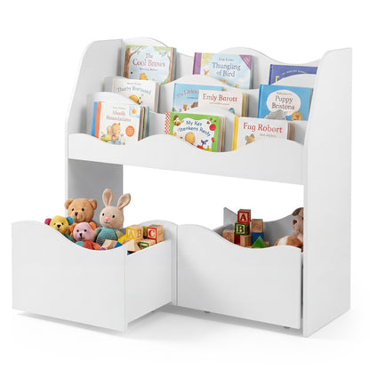 Kids Wooden Toy Storage Organizer, 2 Rolling Drawers, White Kids Storage White at Gallery Canada