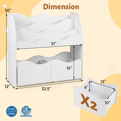 Kids Wooden Toy Storage Organizer, 2 Rolling Drawers, White Kids Storage at Gallery Canada