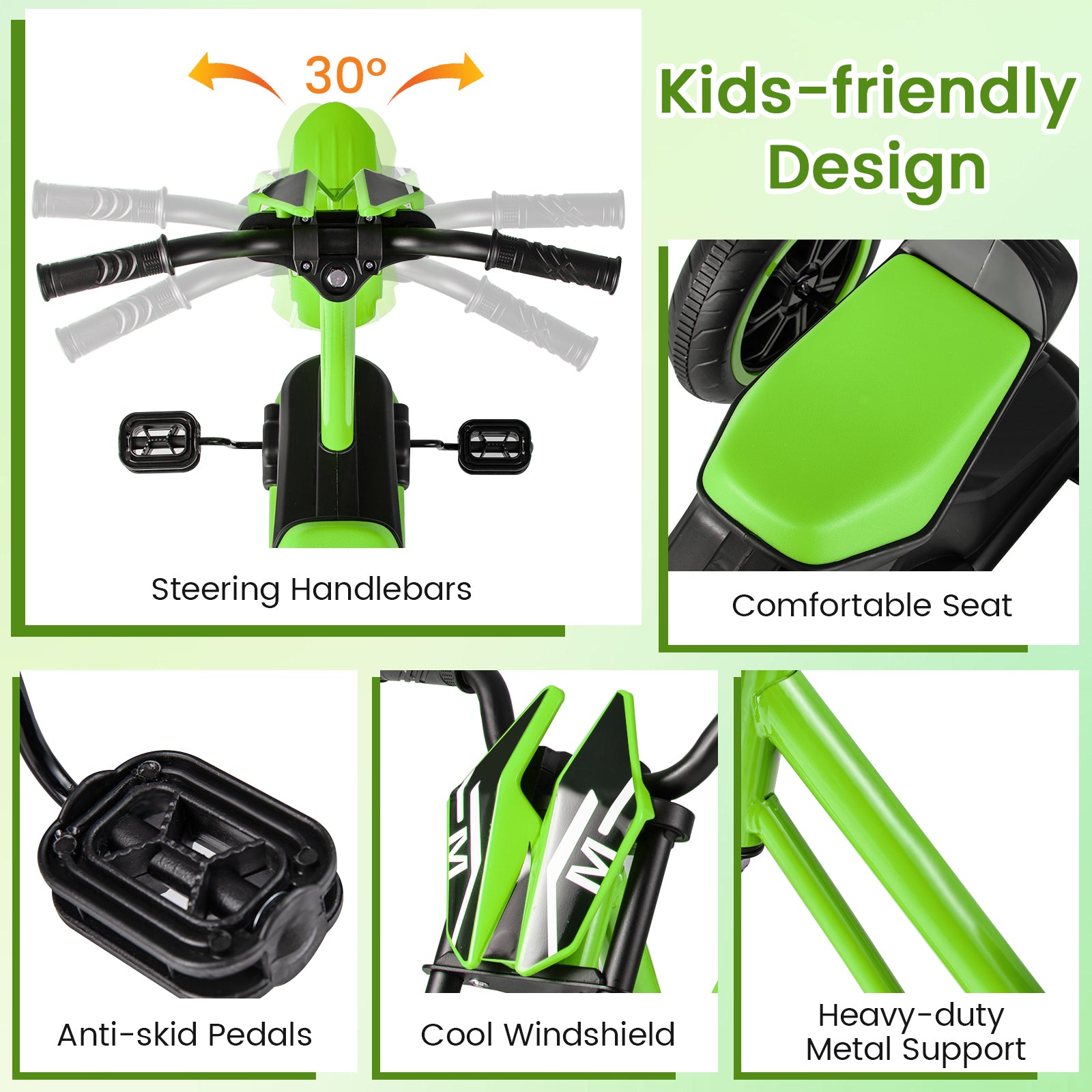 Kids Tricycle 3-Wheel Toddler Bike with Foot Pedals Forward Backward, Green Balance Bikes at Gallery Canada