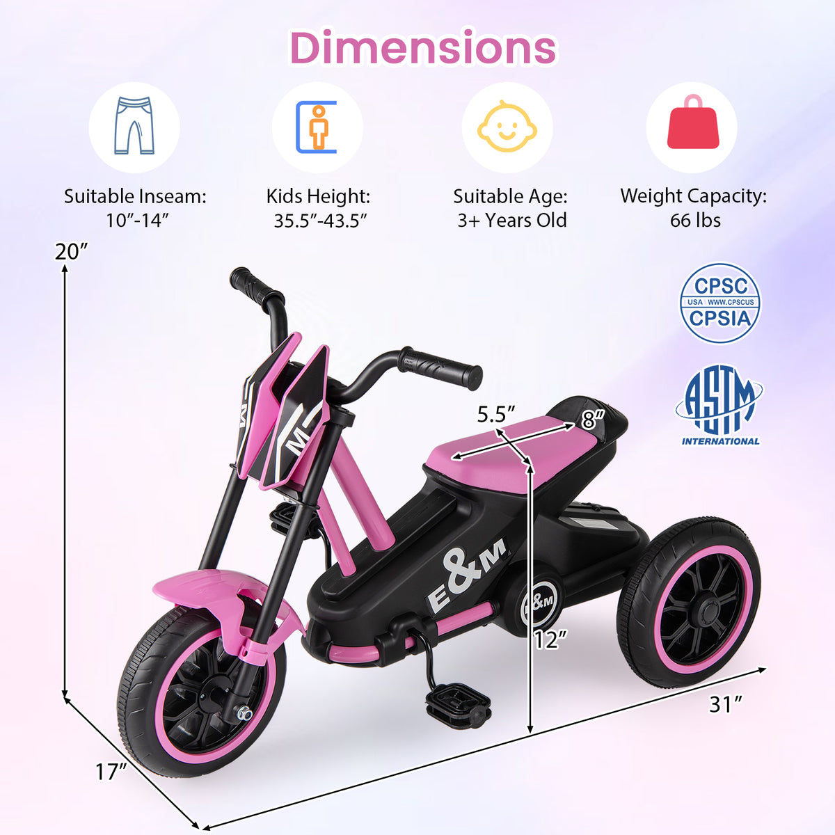 Kids Tricycle 3-Wheel Toddler Bike with Foot Pedals Forward Backward, Pink Balance Bikes at Gallery Canada
