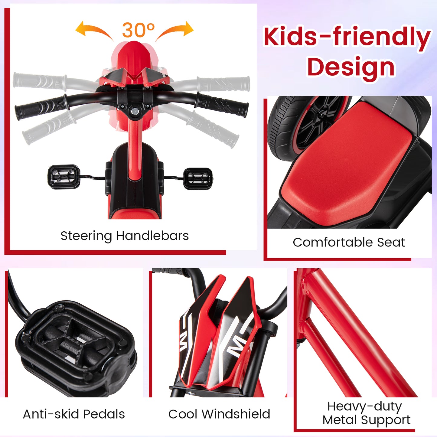 Kids Tricycle 3-Wheel Toddler Bike with Foot Pedals Forward Backward, Red Balance Bikes at Gallery Canada