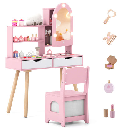 Kids Vanity Set With 3-Color Lighting, Adjustable Brightness, Pink Kids Vanities at Gallery Canada