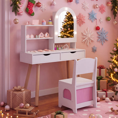 Kids Vanity Set, Pretend Play Dressing Table, Mirror Cabinet, White Kids Vanities at Gallery Canada