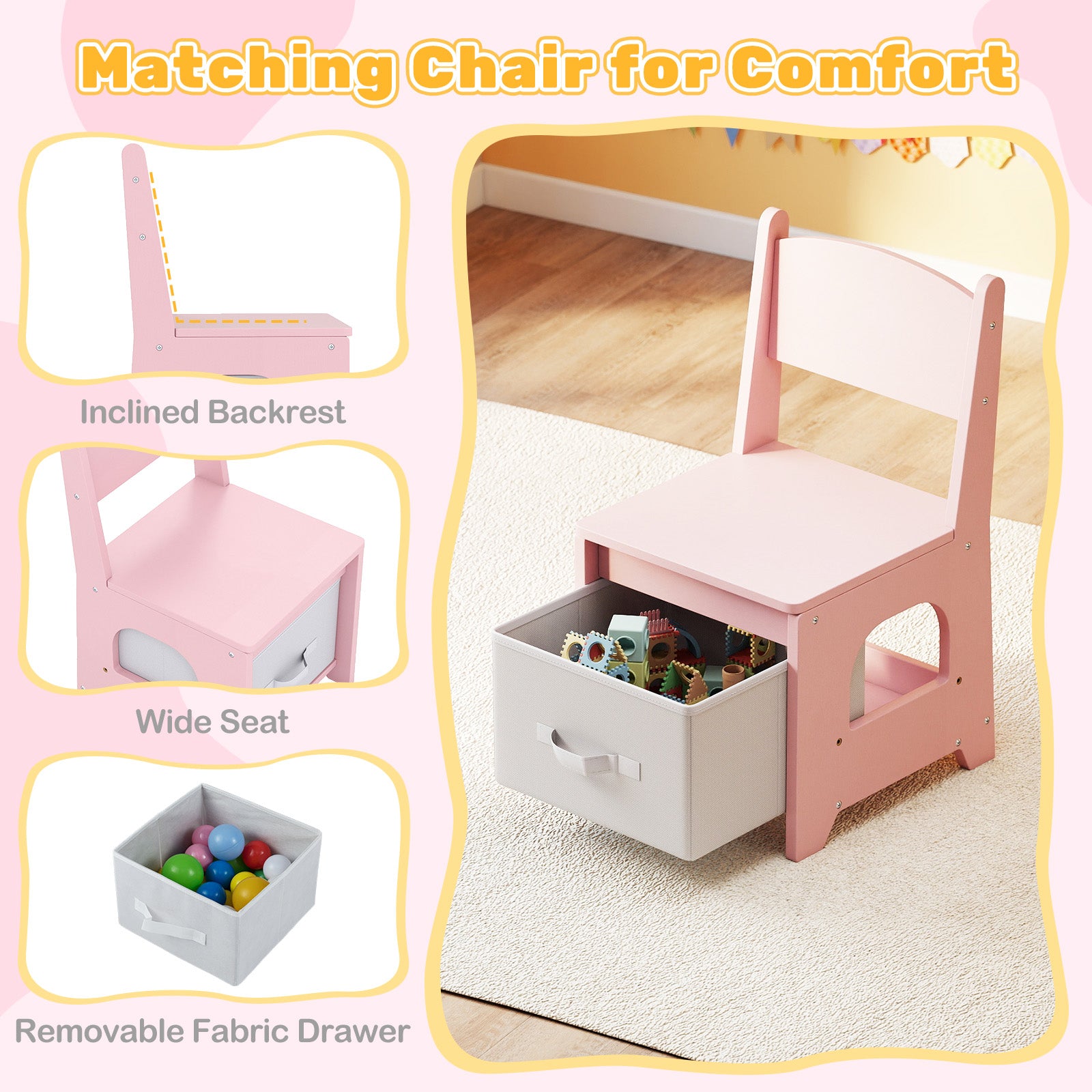 Kids Vanity Set Princess Girls Makeup Vanity Desk with Chair and 3-Color LED Lighted Mirror, Pink Kids Vanities at Gallery Canada