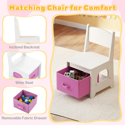 Kids Vanity Set Princess Girls Makeup Vanity Desk with Chair and 3-Color LED Lighted Mirror, White Kids Vanities at Gallery Canada