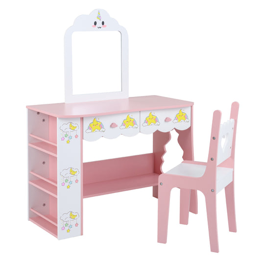 Kids Vanity Set With Mirror And Chair, White Kids Vanities White at Gallery Canada