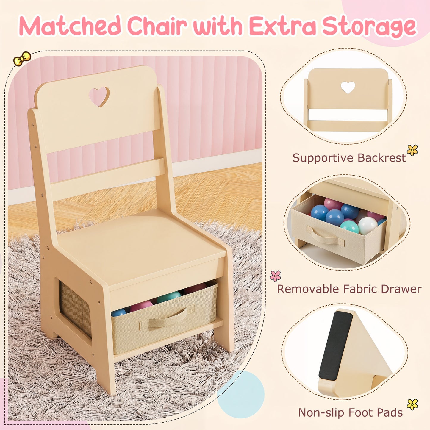 Kids Vanity Set With LED Lights, Makeup Dressing Table & Chair, Natural Kids Vanities at Gallery Canada