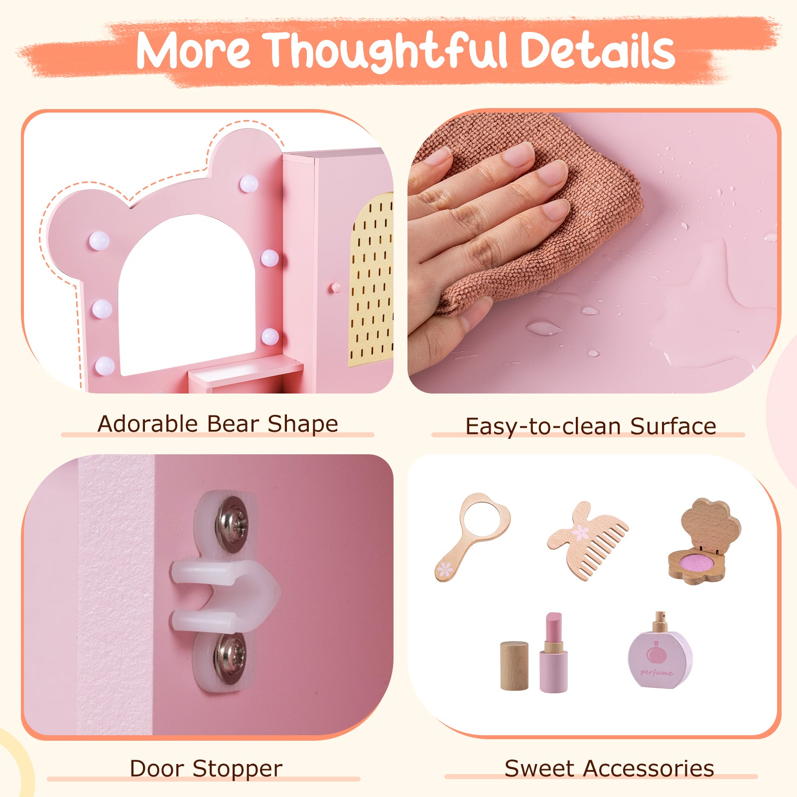 Kids Vanity with Lights and 5 Drawers for Kids Aged 3+ Years Old, Pink Kids Vanities at Gallery Canada