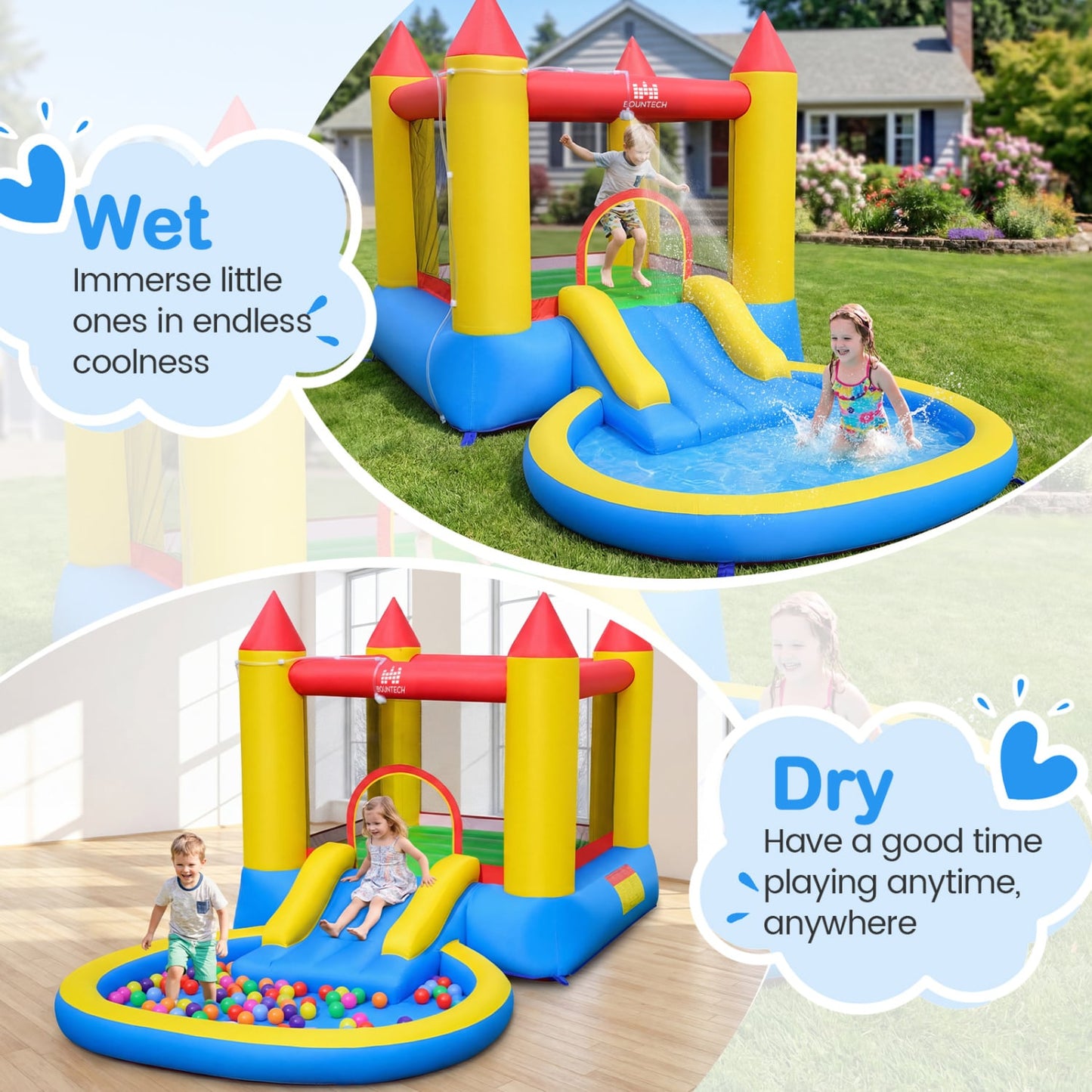 Parc aquatique pour enfants, piscine à éclaboussures humide et sèche, souffleur de 380 W