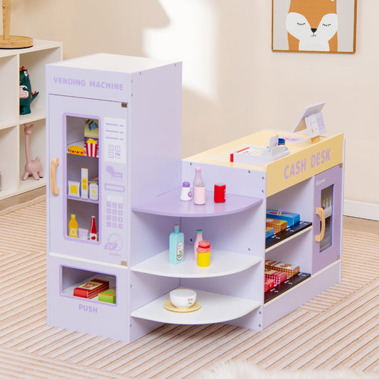 Kids Wooden Supermarket Play Set, Checkout Counter, Purple Play Kitchen Sets Purple at Gallery Canada