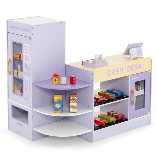 Kids Wooden Supermarket Play Set, Checkout Counter, Purple Play Kitchen Sets Purple at Gallery Canada