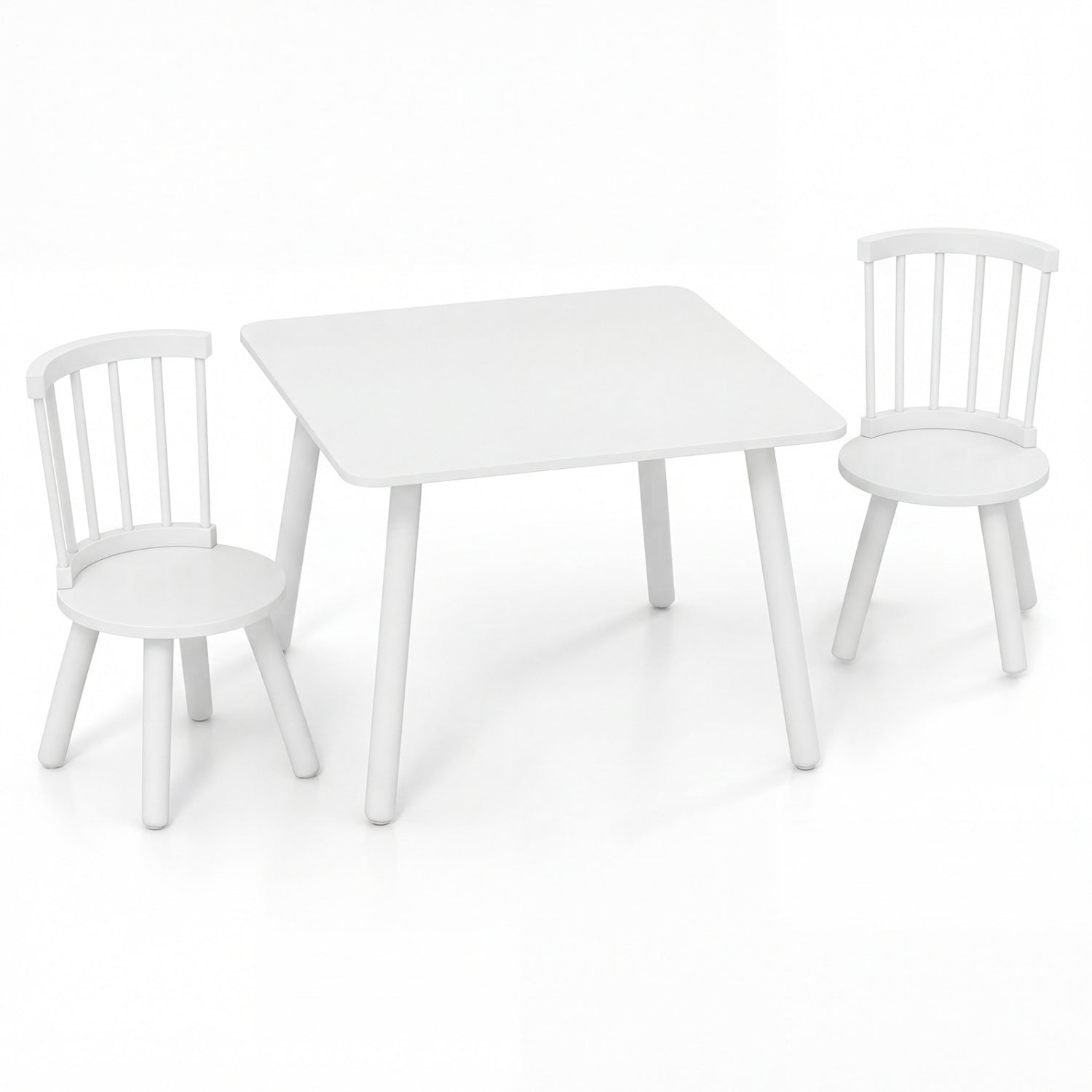 Kids Wooden Table and Chairs Set 3-Piece Toddler Furniture with Pine Wood Frame, White Kids Table & Chair Sets at Gallery Canada