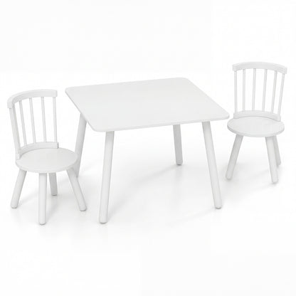 Kids Wooden Table and Chairs Set 3-Piece Toddler Furniture with Pine Wood Frame, White Kids Table & Chair Sets at Gallery Canada