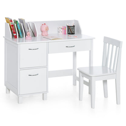 Kids Wooden Writing Furniture Set With Drawer, Storage Cabinet, White Kids Table & Chair Sets at Gallery Canada