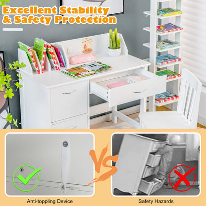 Kids Wooden Writing Furniture Set With Drawer, Storage Cabinet, White Kids Table & Chair Sets at Gallery Canada