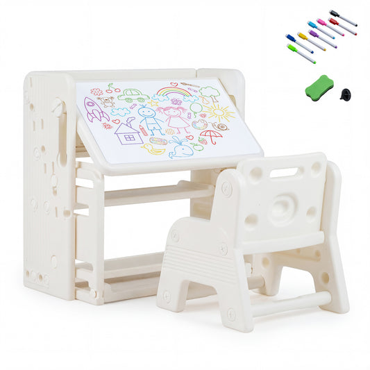 Kids Writing Desk Set With Side Bookshelves, White Kids Table & Chair Sets White at Gallery Canada