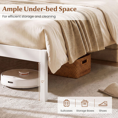 King Size Wooden Platform Bed Frame with Curved Headboard, White Beds & Bed Frames at Gallery Canada