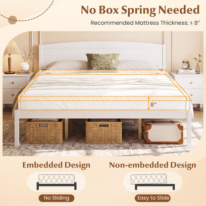 King Size Wooden Platform Bed Frame with Curved Headboard, White Beds & Bed Frames at Gallery Canada