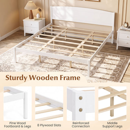 King Size Wooden Platform Bed Frame with Curved Headboard, White Beds & Bed Frames at Gallery Canada