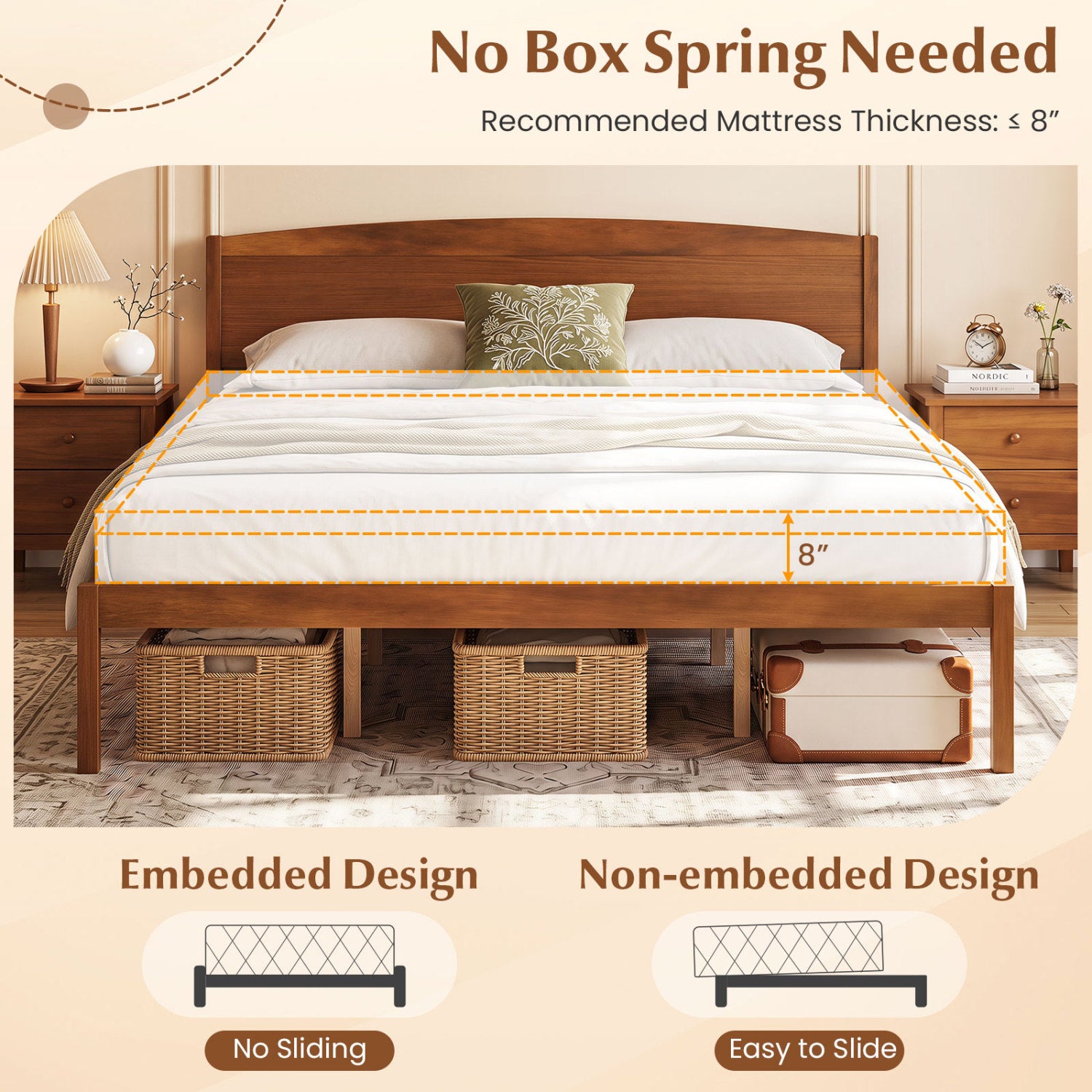 King Size Wooden Platform Bed Frame Beds & Bed Frames at Gallery Canada