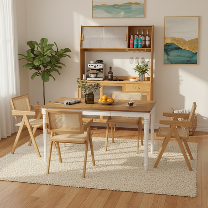 Kitchen Dining Set, Extendable Table, 2 Rattan Chairs, Cabinet Kitchen & Dining at Gallery Canada